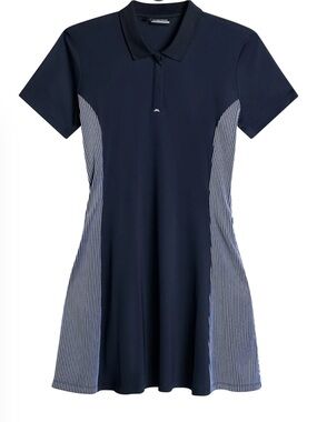J.Lindeberg Navy Dress with Pinstripe Side Panels